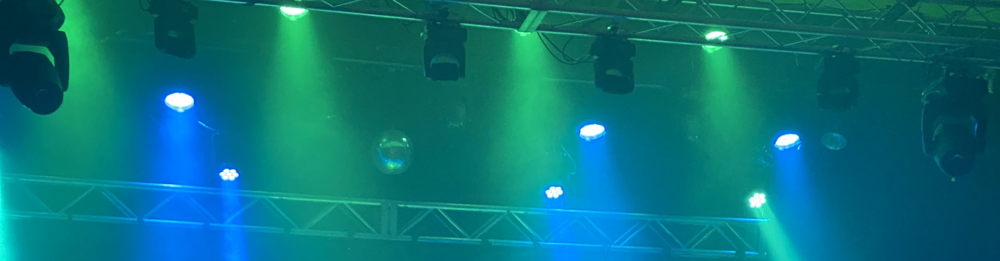 blue and green theater stage lights Wilmington